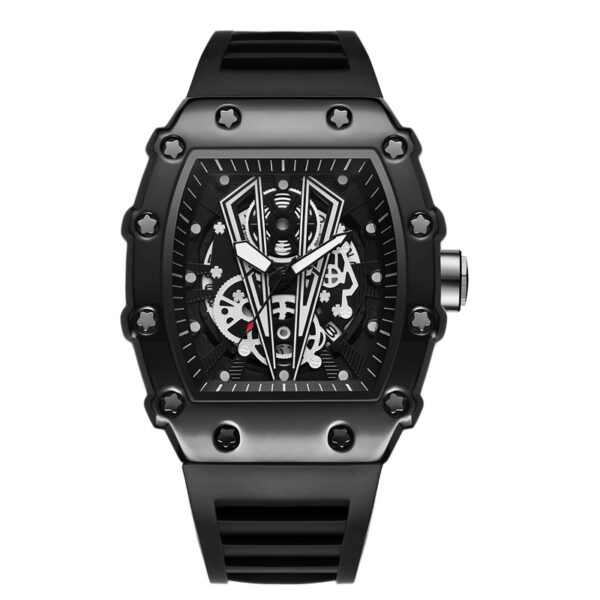Men's sports watch with rubber strap, black
