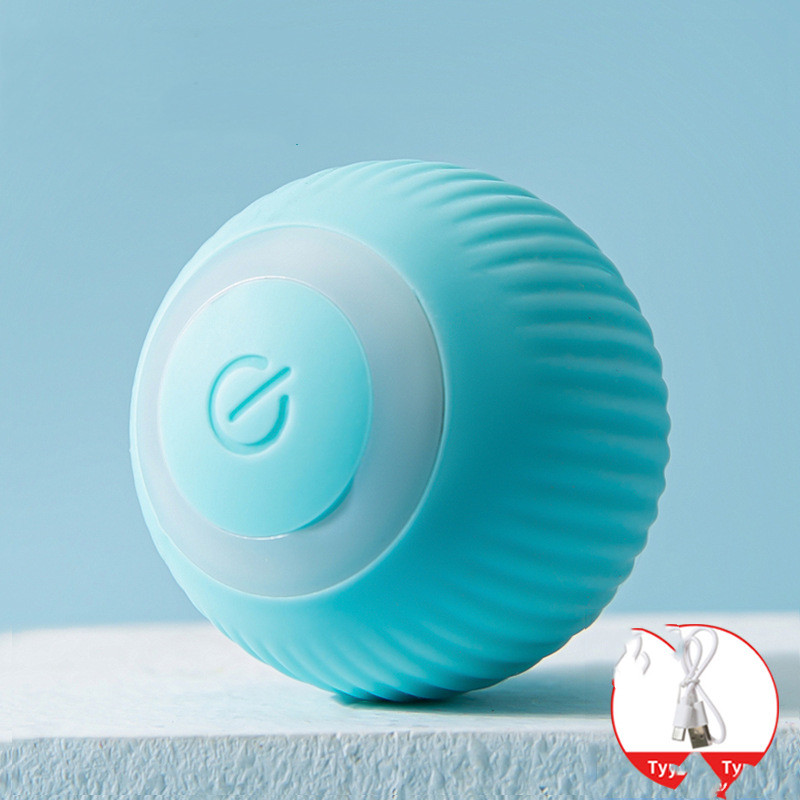 Balle roulante rechargeable pour chats, bleue