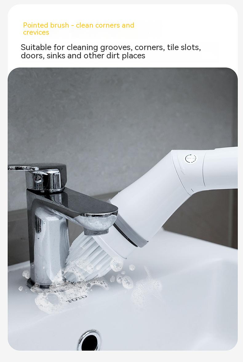 Electric scrubber with long telescopic handle, white - Image 2