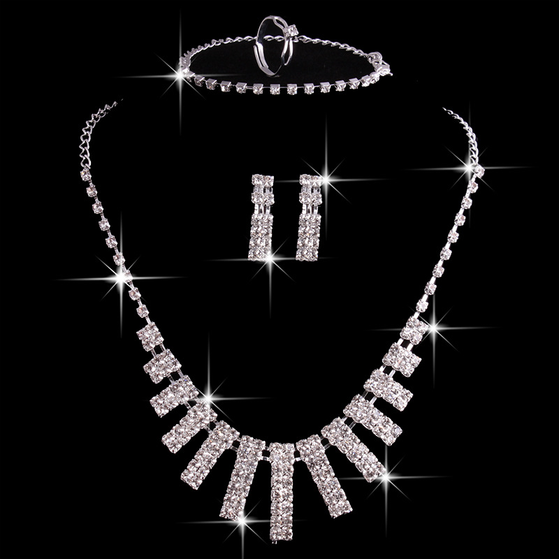 Parure de bijoux 4 pièces avec strass pour femme – Image 2