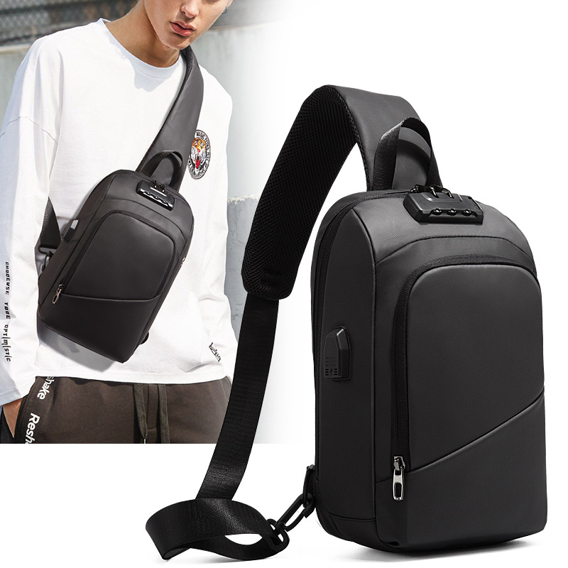 Chest bag with lockable zip, black - Image 4