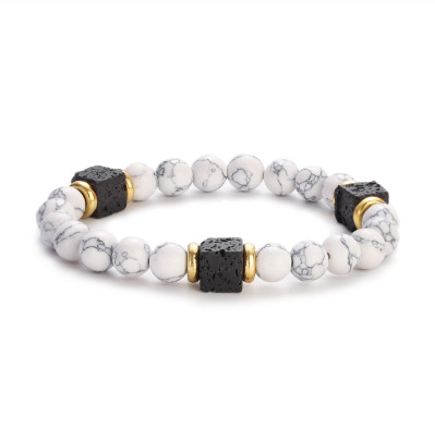 Lava stone bracelet with coloured glass beads - Image 4