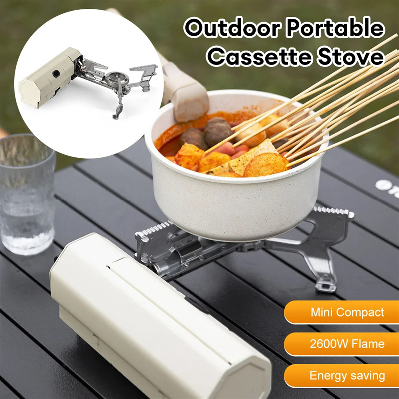 Réchaud à gaz de camping pliable avec housse, blanc – Image 7