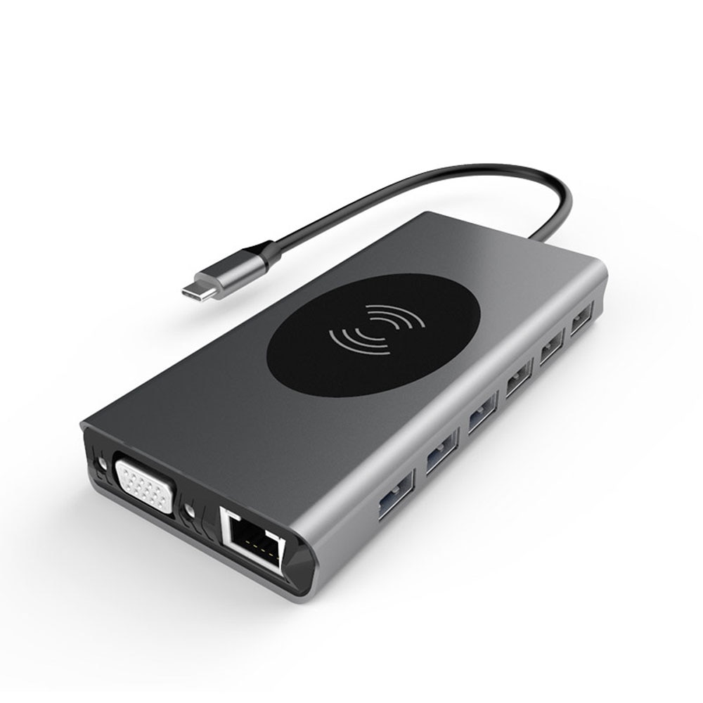 Dock USB-C 15 em 1 com carregamento sem fios