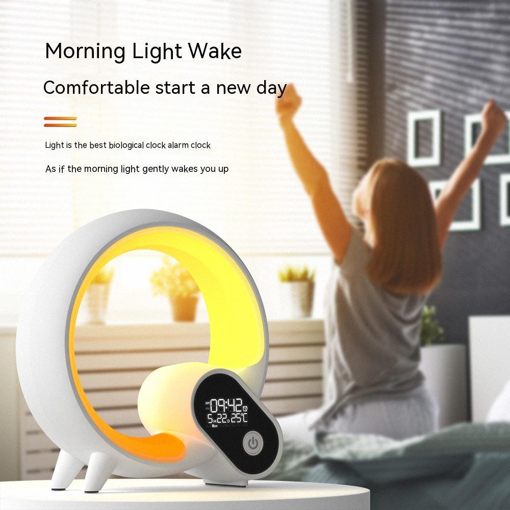 Despertador con luz ambiental y altavoz Bluetooth, negro - Imagen 5