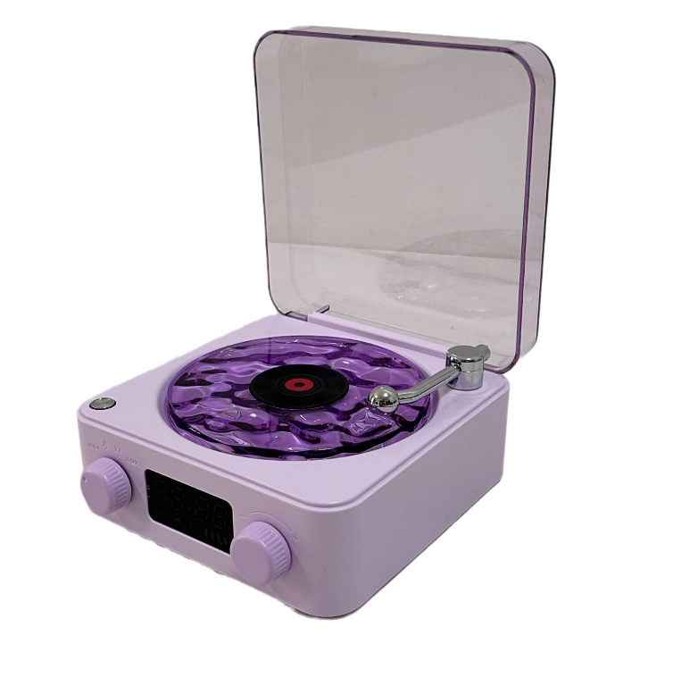 Enceinte Bluetooth rétro style tourne-disque, bleue – Image 4