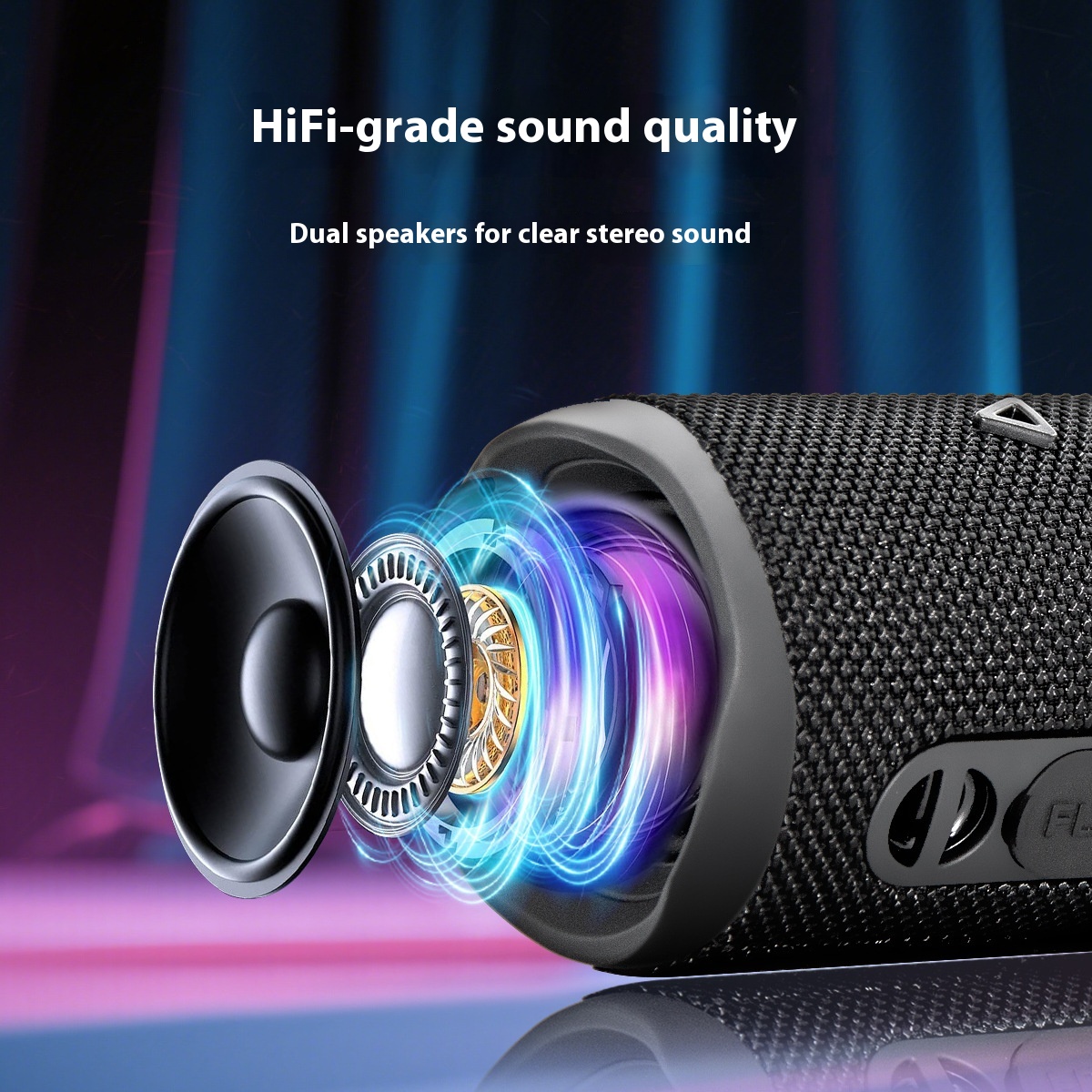 Enceinte Bluetooth portable à deux haut-parleurs, noire – Image 4