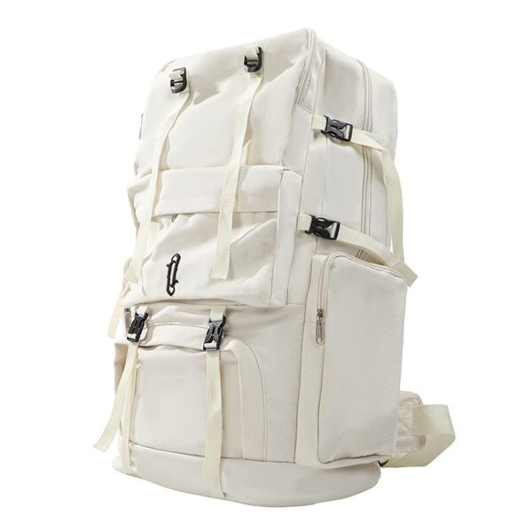 Canvas backpack with large capacity, white