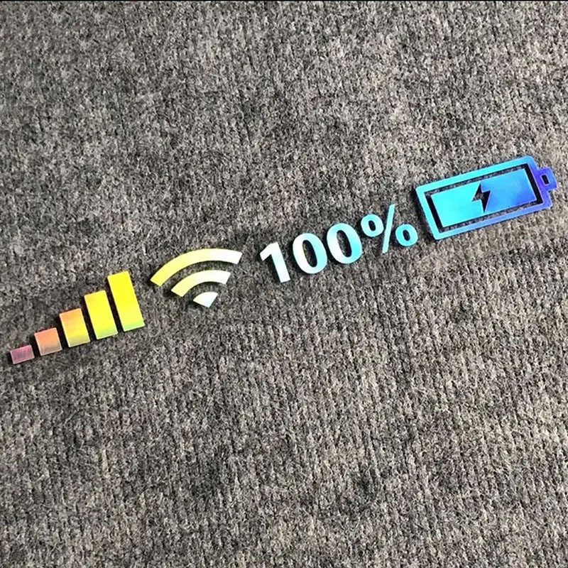Reflektierender Autoaufkleber mit WLAN- und Akkusymbol – Bild 2