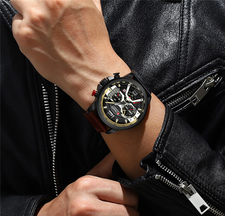 Reloj de hombre con esfera ancha, negro - Imagen 3