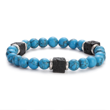 Lava stone bracelet with coloured glass beads - Image 5