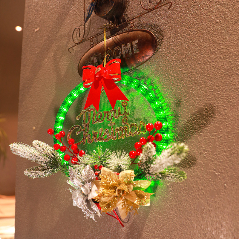 Lichtgevende kerstkrans voor aan de deur