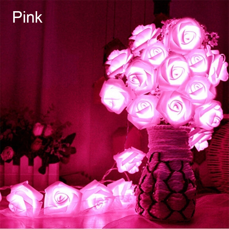Guirnalda de luces con flores a pilas, blanco cálido - Imagen 3