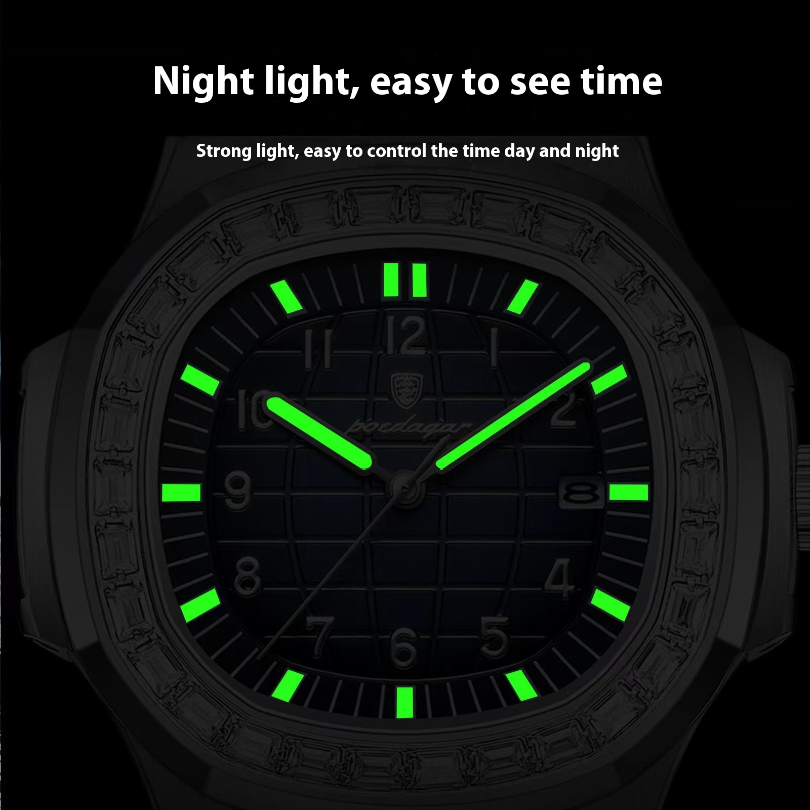 Reloj de hombre con correa de acero, esfera negra - Imagen 3