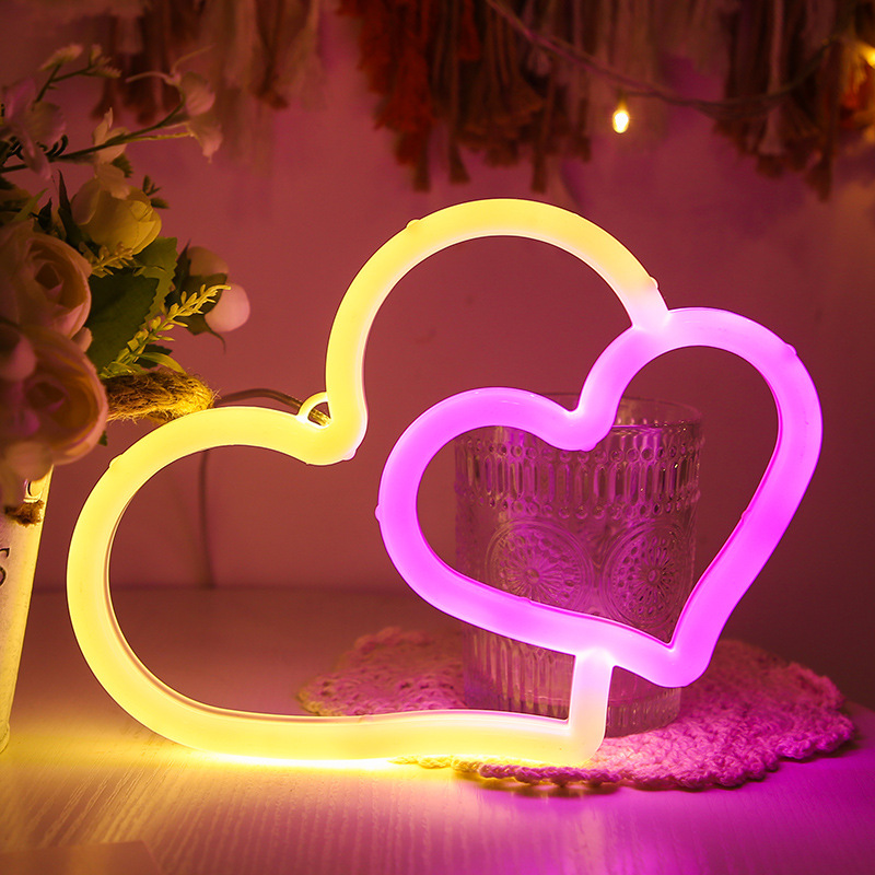 LED-Neonlicht mit zwei Herzen, warmweiß – Bild 4