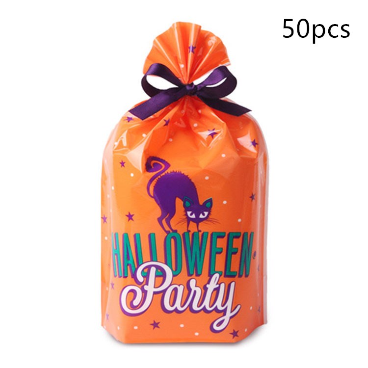 Saquinhos de doces laranja para Halloween, 50 unid.