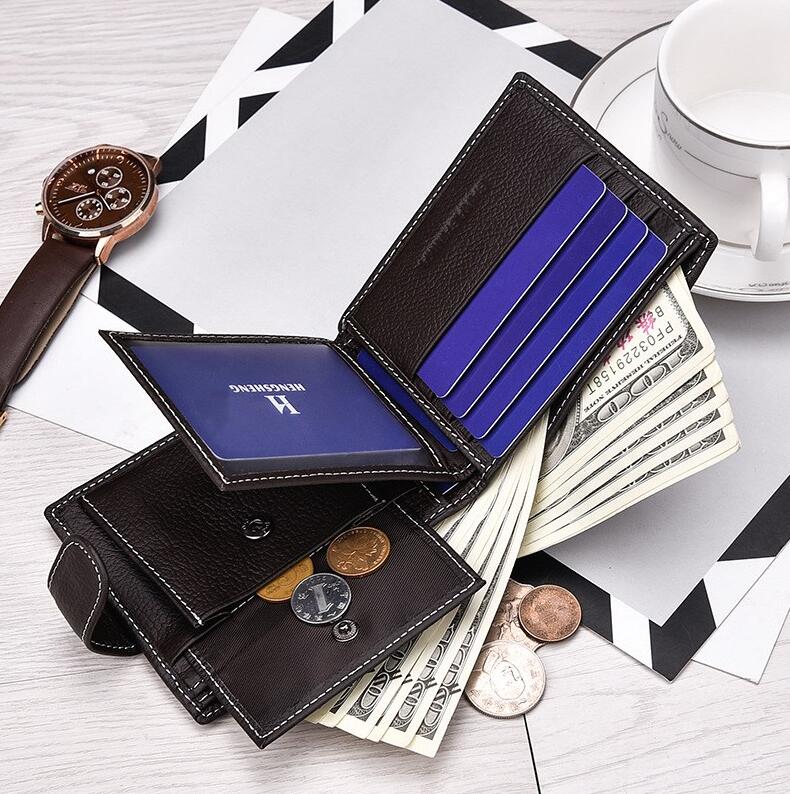 Short men's wallet in genuine leather, coffee brown - Image 4