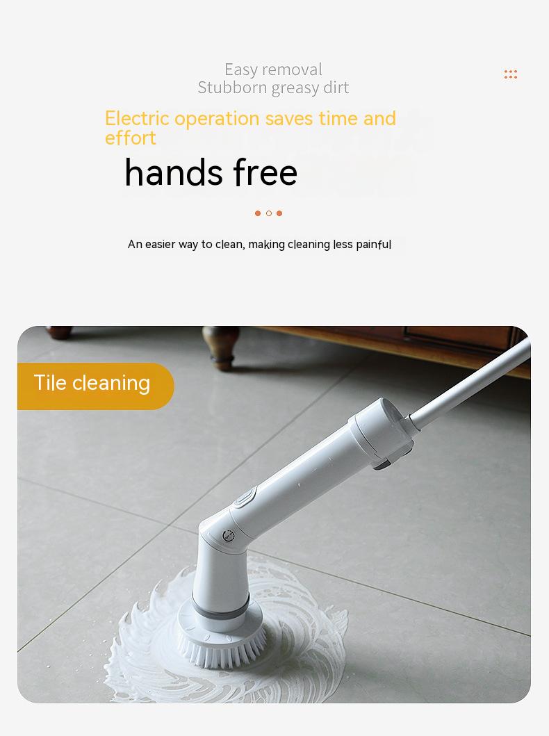 Electric scrubber with long telescopic handle, white - Image 3