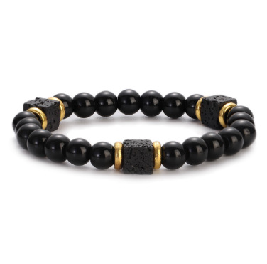 Lava stone bracelet with coloured glass beads - Image 7