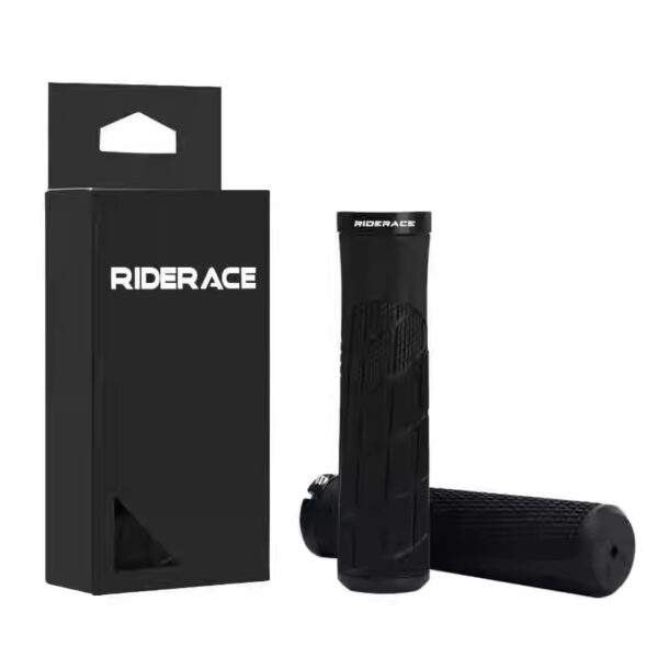 Bicycle handlebar grips with lock ring, black