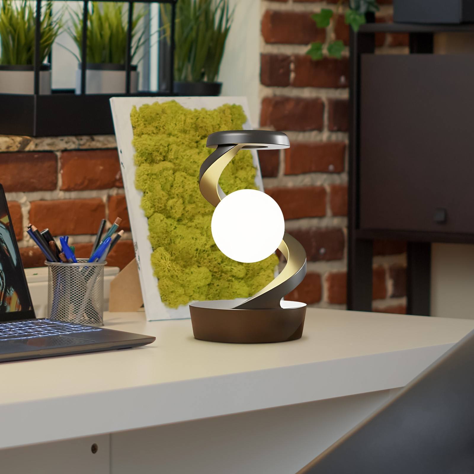 Candeeiro de mesa com lua giratória e sensor, cinzento - Image 4