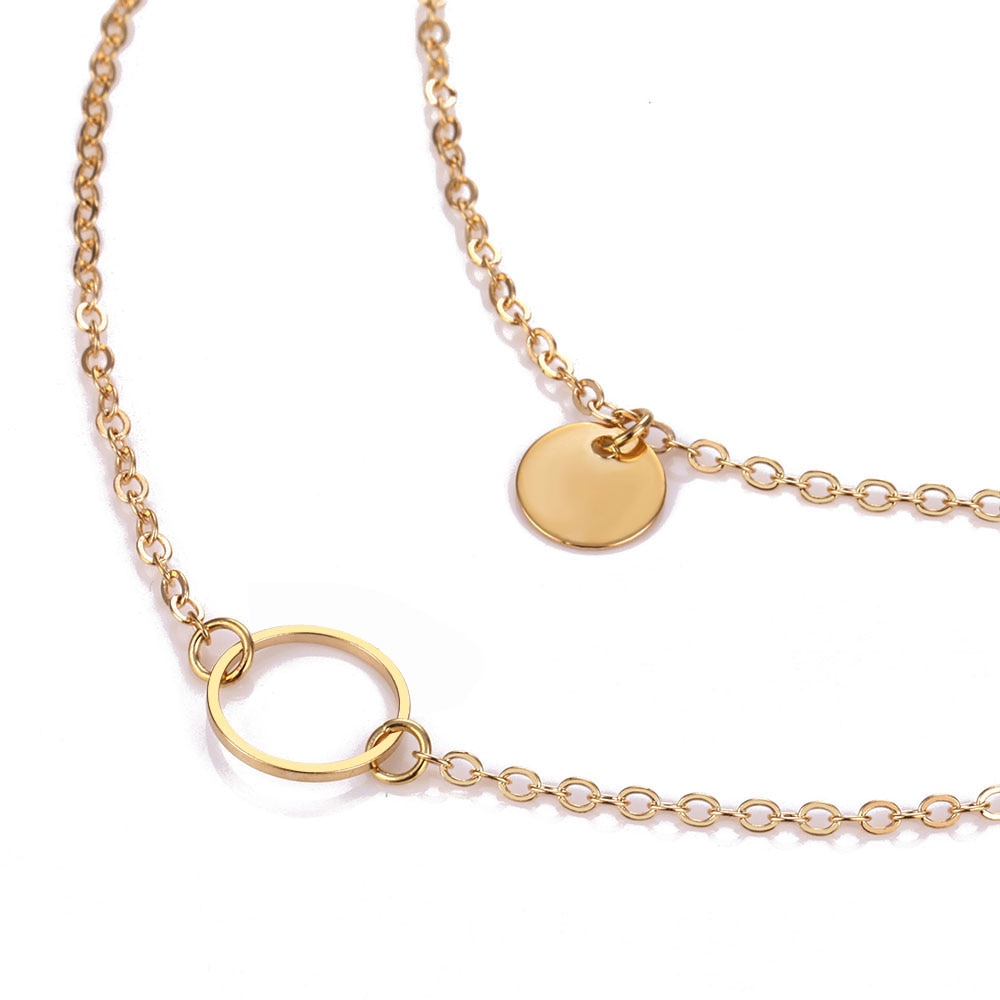 Ras-de-cou multirang à pendentifs ronds, doré – Image 6