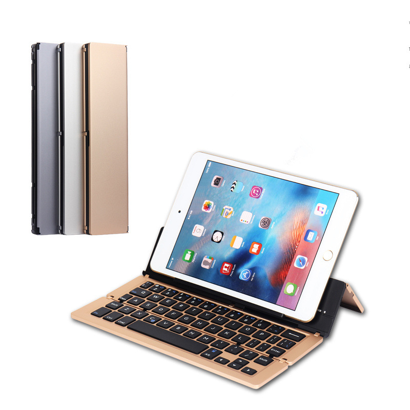 Clavier Bluetooth pliable en aluminium or rose – Image 3