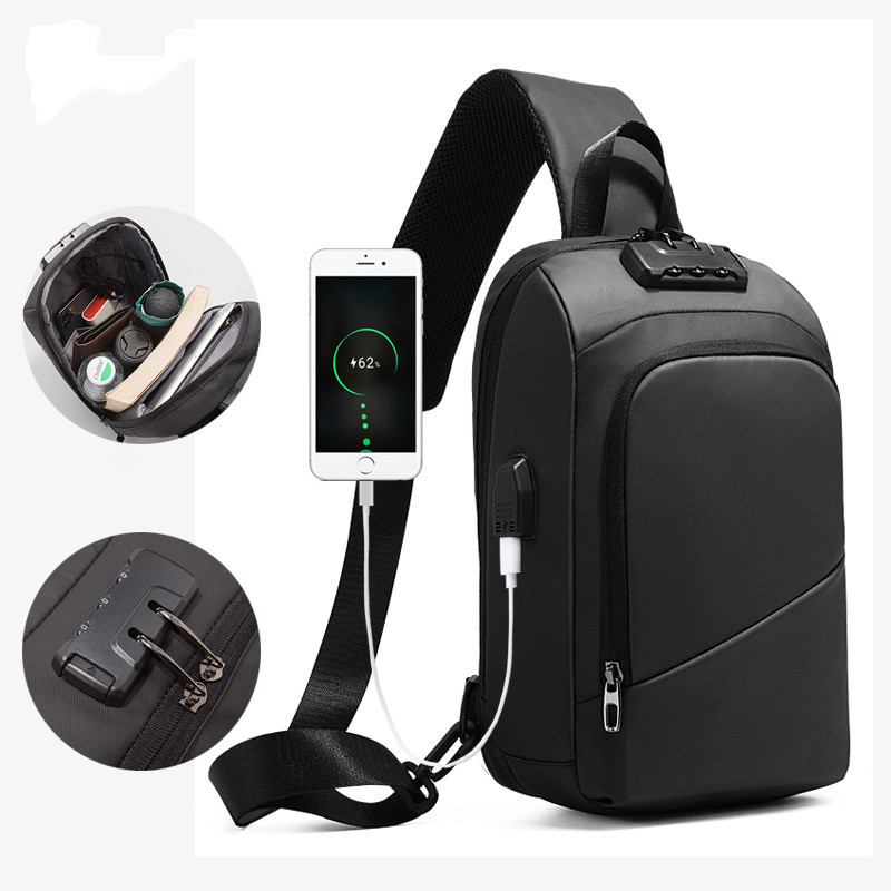 Chest bag with lockable zip, black