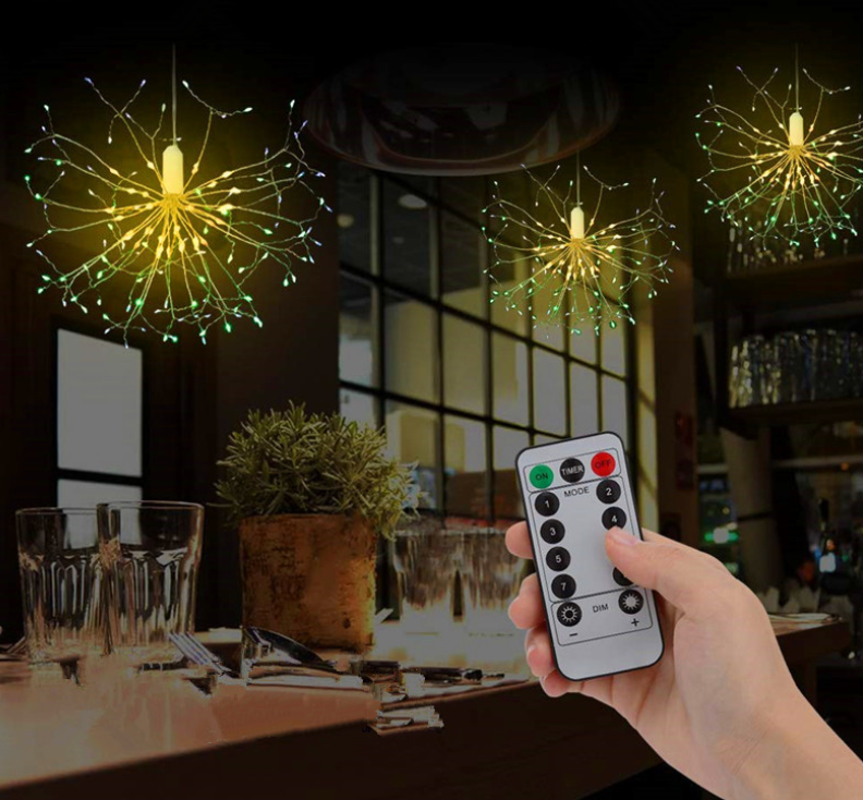 Feuerwerk-Licht aus Kupferdraht mit USB, warmweiß – Bild 8