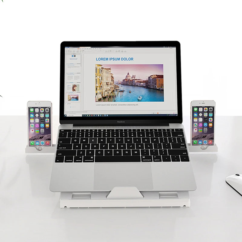 Opvouwbare laptopstandaard met negen hoekstanden, wit - Afbeelding 5