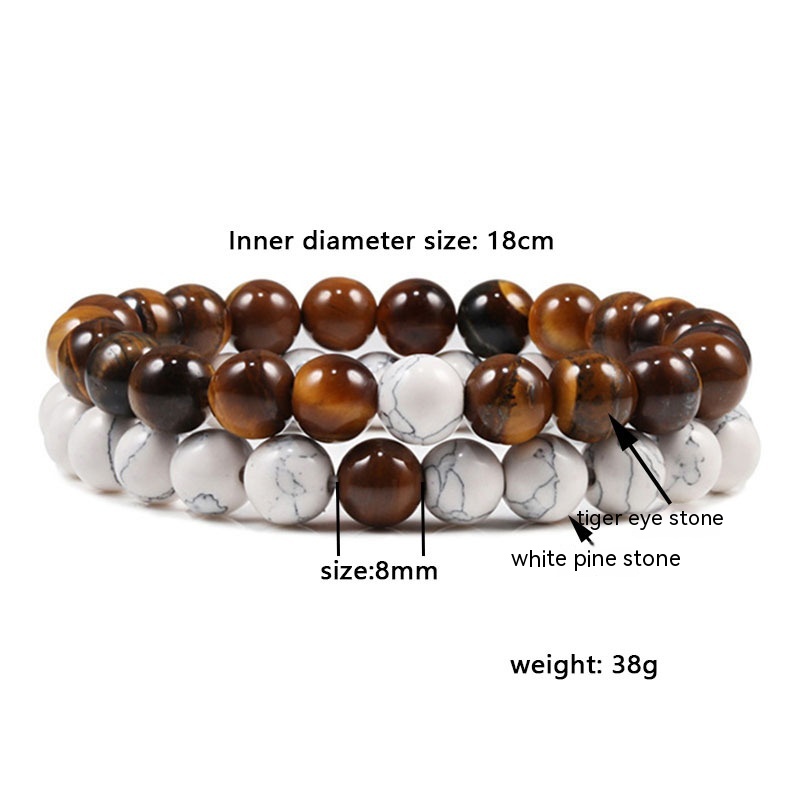 Pulsera de cuentas para hombre, negro mate - Imagen 6