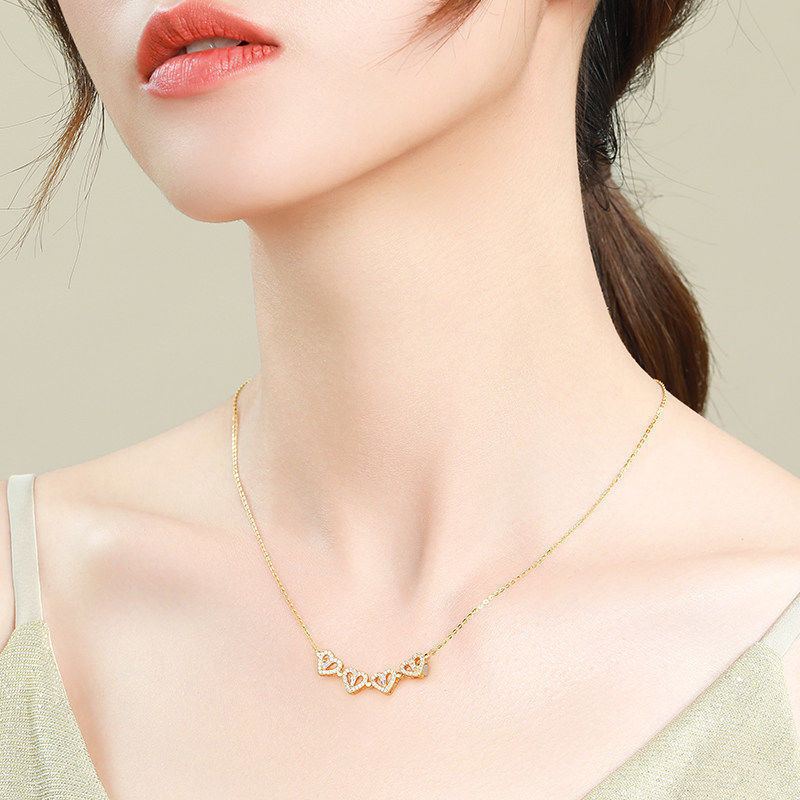 Collar de corazones magnéticos en trébol, dorado - Imagen 3