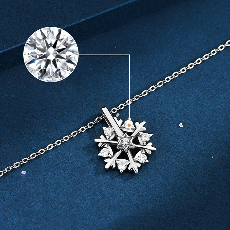 Silberkette mit drehender Schneeflocke – Bild 5