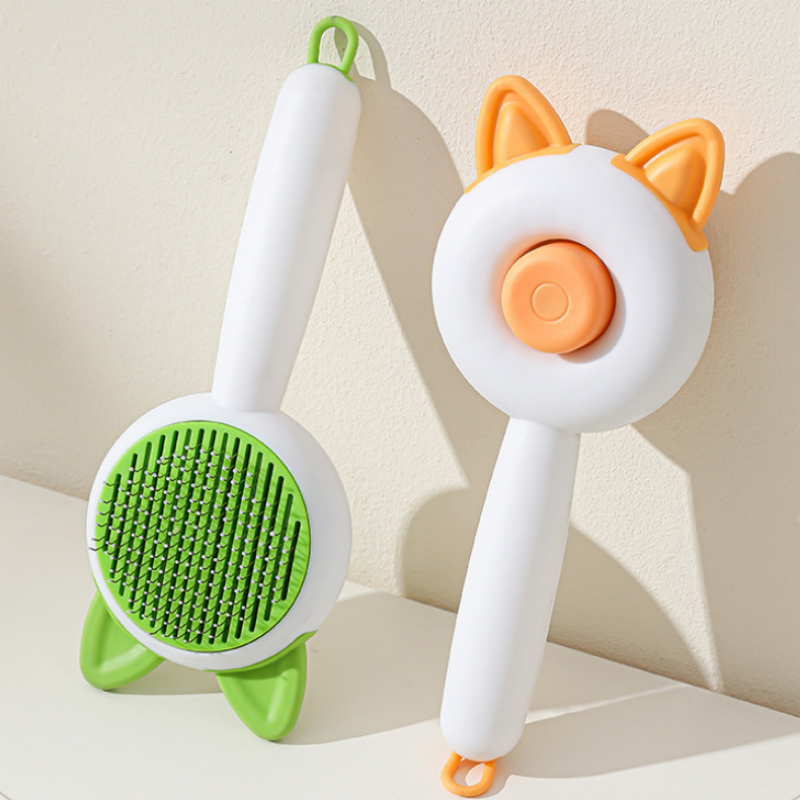 Self-cleaning brush for cat hair, greenish white - Image 2