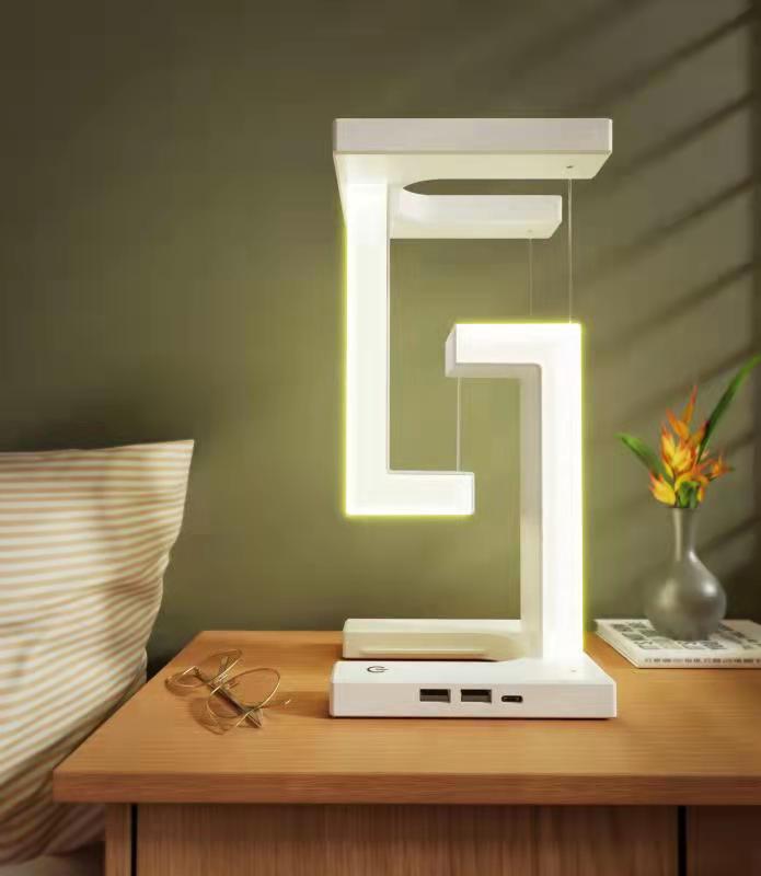 Magnetic floating table lamp, white