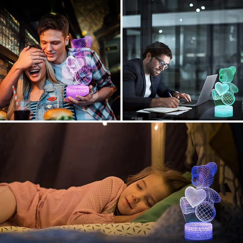 Lampe 3D en acrylique multicolore, socle noir – Image 3