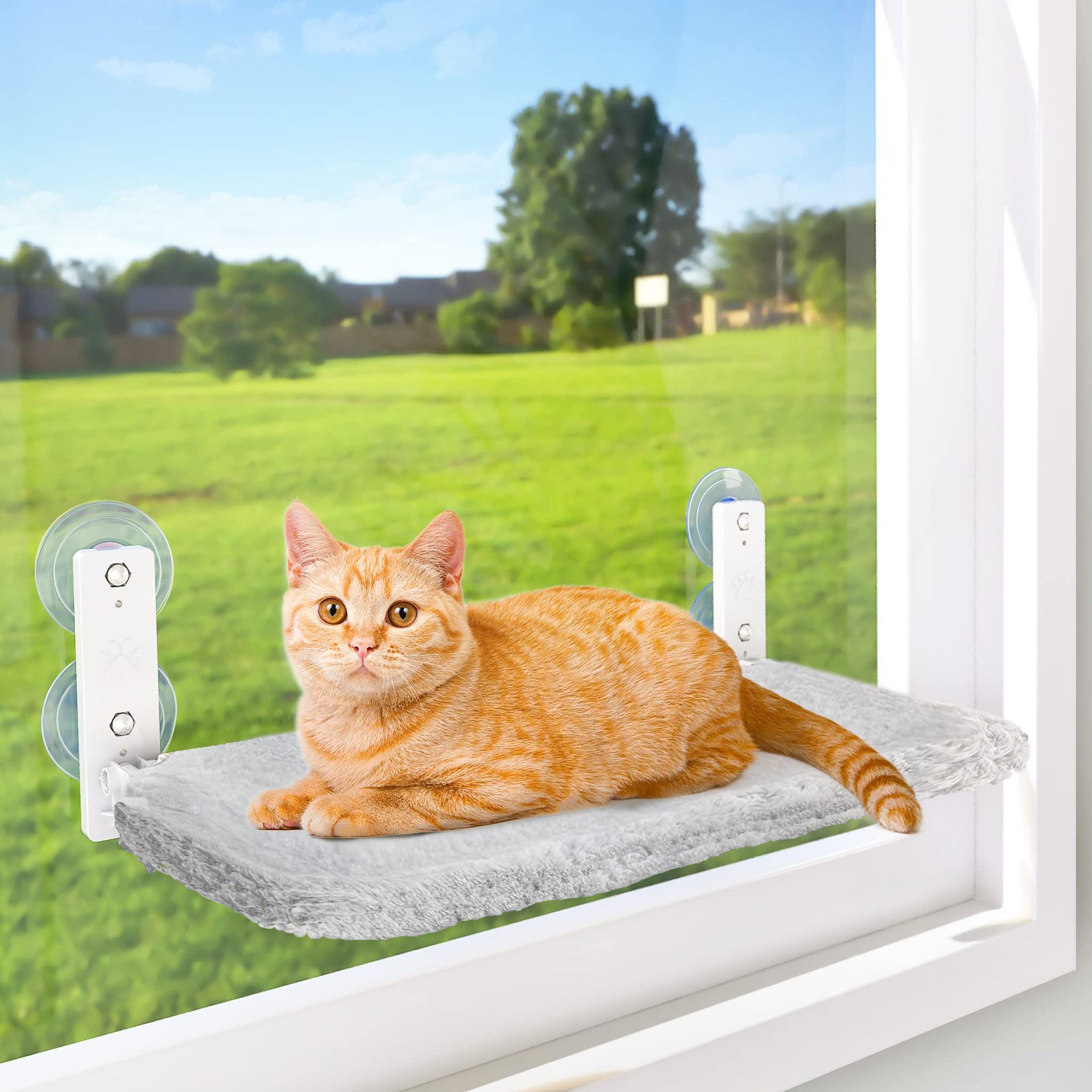 Hamac pliable pour chat, maille beige – Image 5