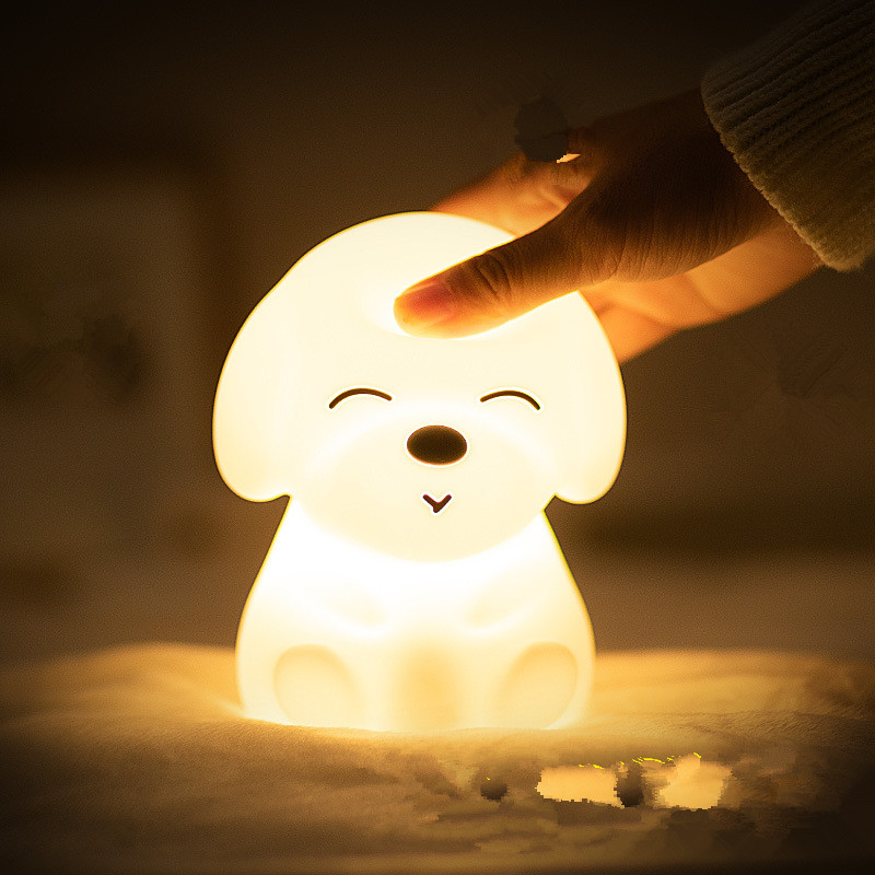 Siliconen nachtlampje puppy, wit, op batterijen - Afbeelding 5