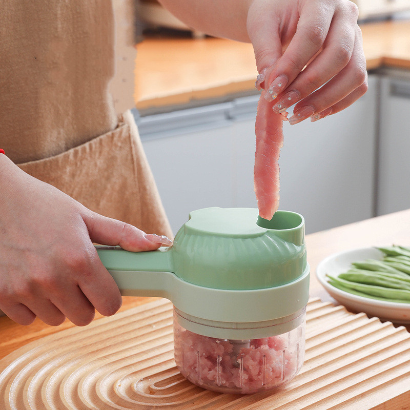 Cortador de verduras inalámbrico con accesorios, verde - Imagen 4
