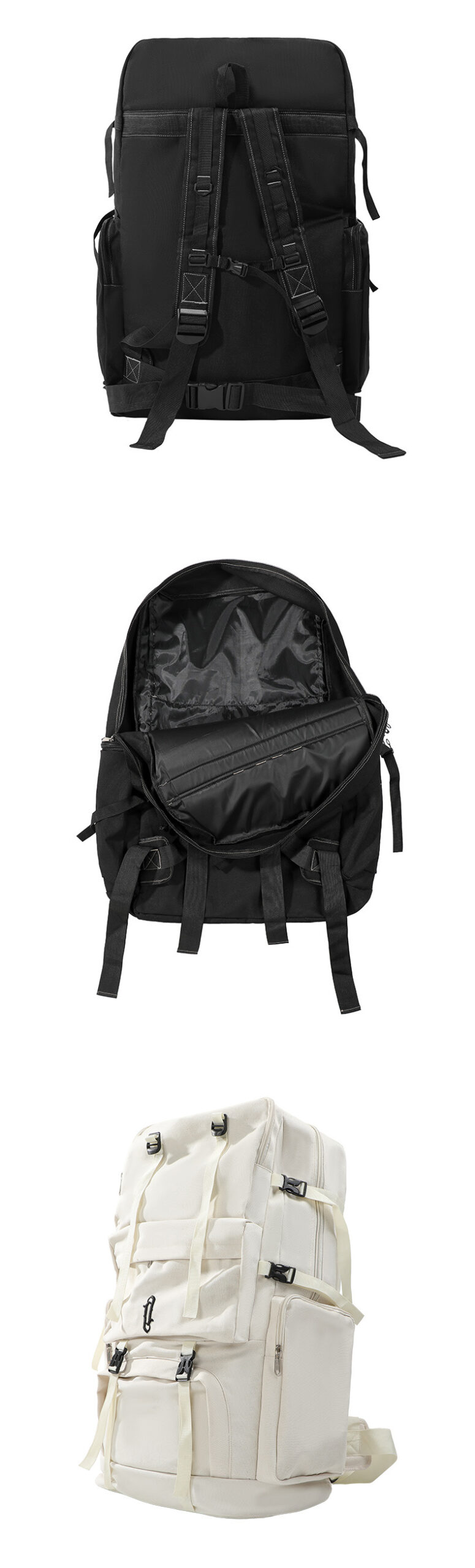 Canvas backpack with large capacity, white - Image 4