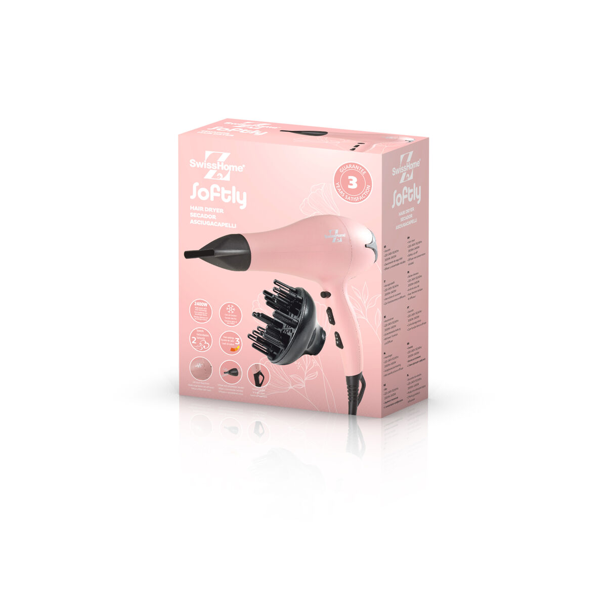 Secador de Pelo SwissHome Softly Rosa 2400 W - Imagen 6