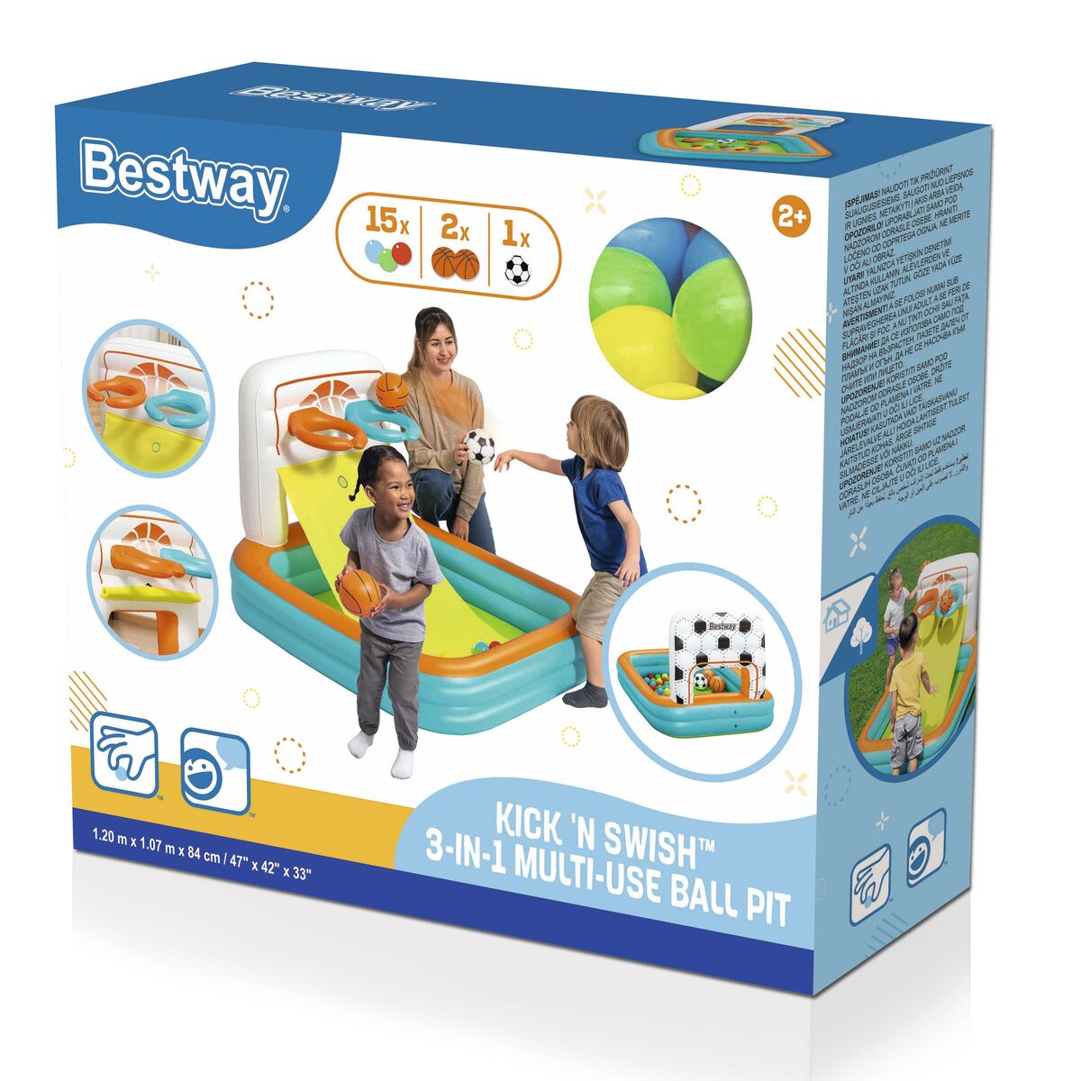 Bestway Aufblasbare Kinderpool mit Körben und Bällen +2 Jahre Garten 52728 – Bild 5