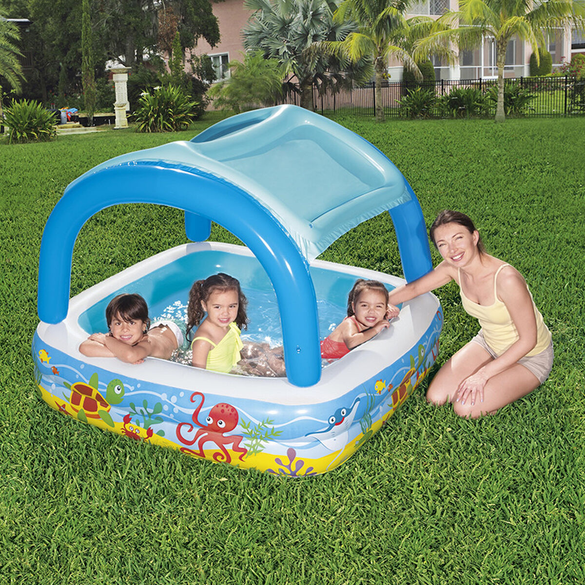 Bestway Piscine Gonflable Enfant avec Toit Détachable +2 Ans Jardin 52192 – Image 3