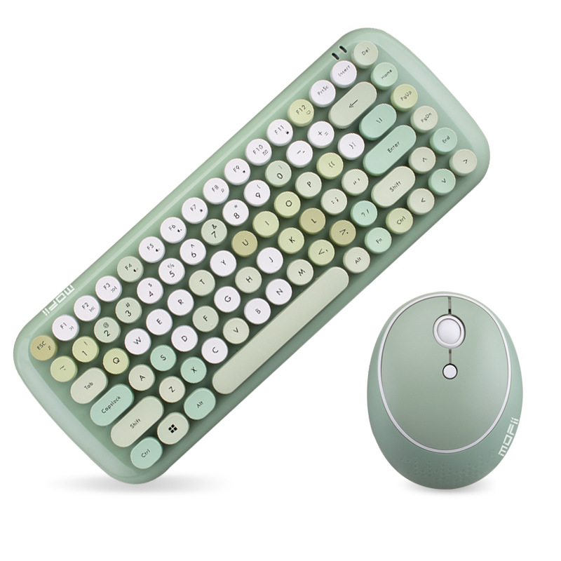 Green wireless keyboard and mouse set
