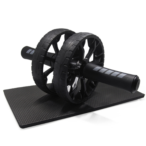 Ab roller with knee mat, black