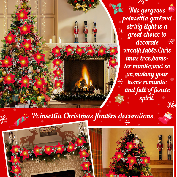 Guirlande de Noël avec fleurs et baies rouges – Image 6