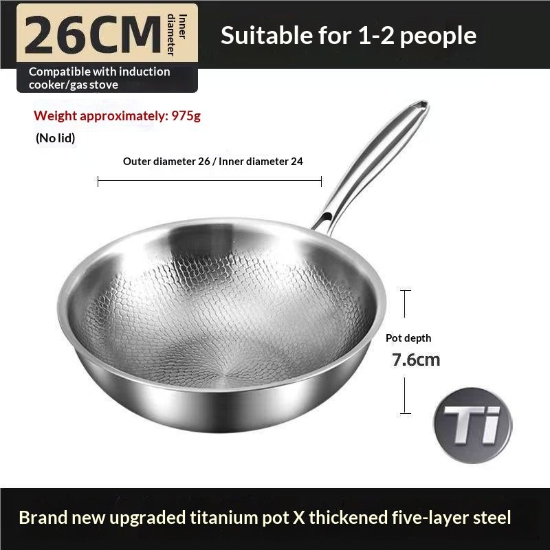 Titanium wok with a flat base
