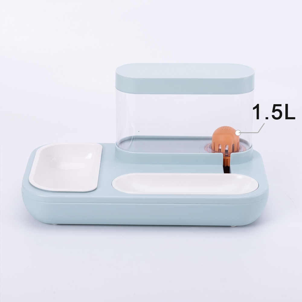 Comedouro com depósito de água para gatos, azul