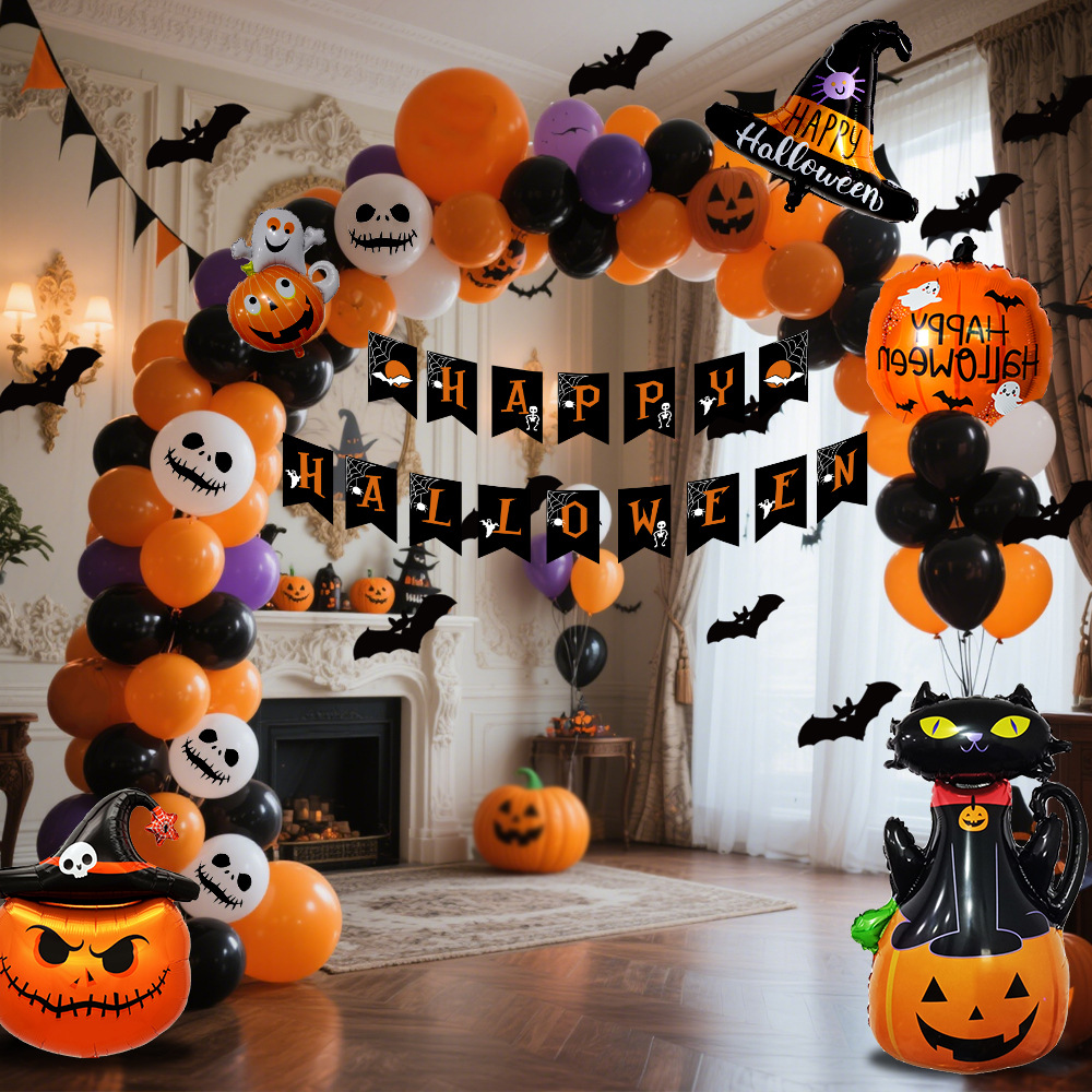 Set de globos de Halloween con guirnalda, tres colores