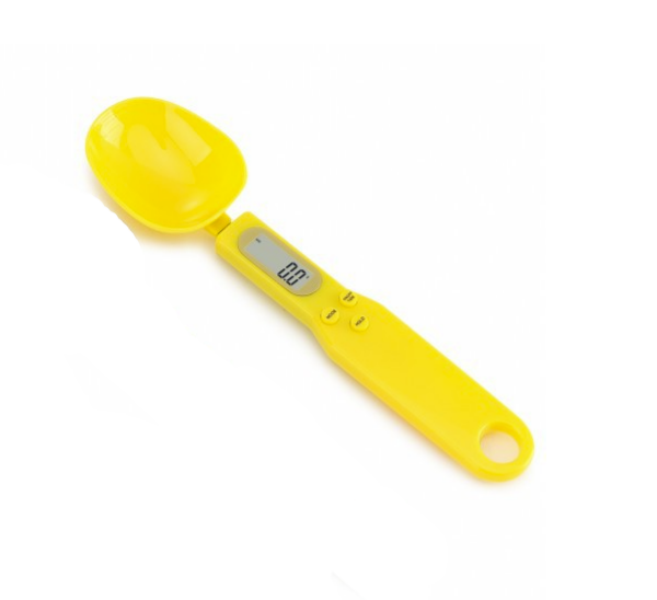 Cuchara báscula digital con pantalla LCD, amarilla